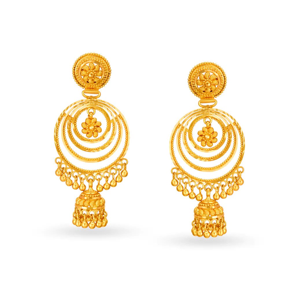 Enticing Sui Dhaga 3 Layer Gold Drop Earrings